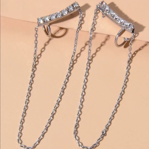 • Sara • Rhinestone + Chain Earring Cuffs - Picture 2 of 4